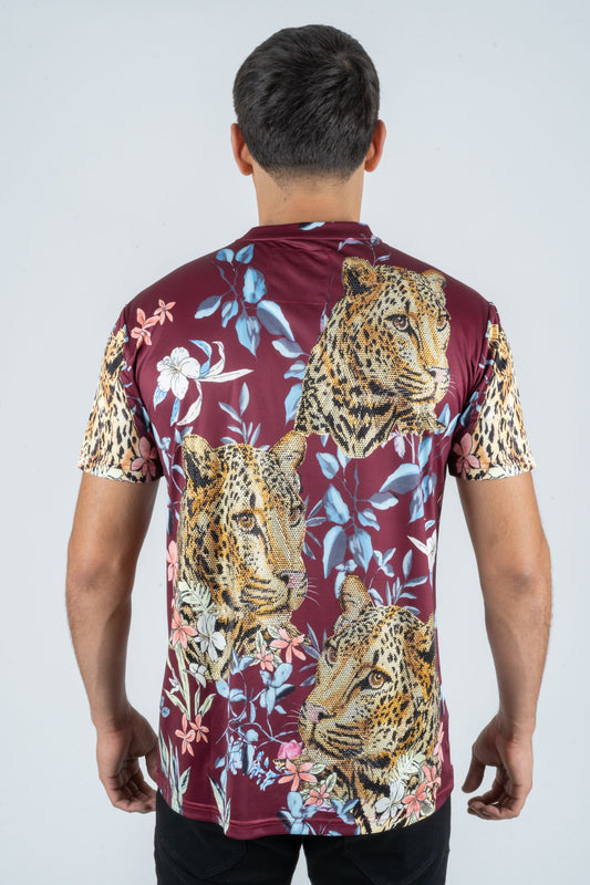 wine rhinestone tropical floral tee back platini