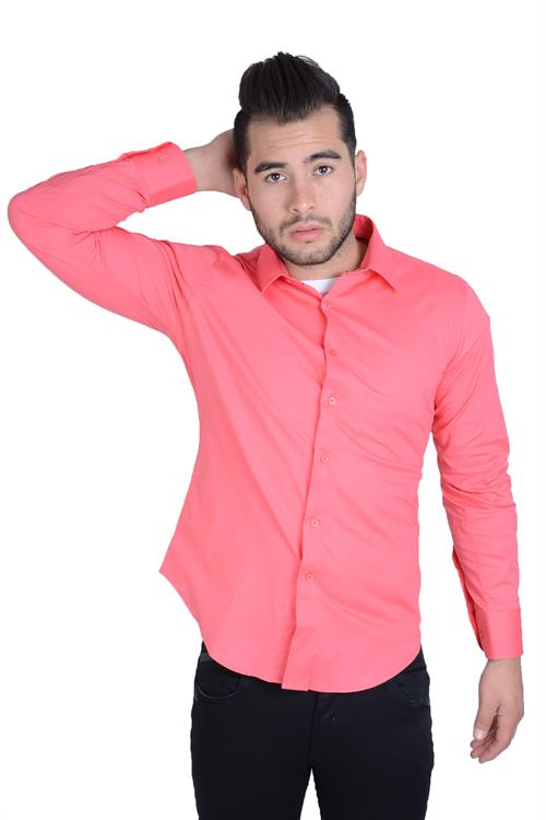 Men's Classic Fit Stretch Dress Shirt In Coral