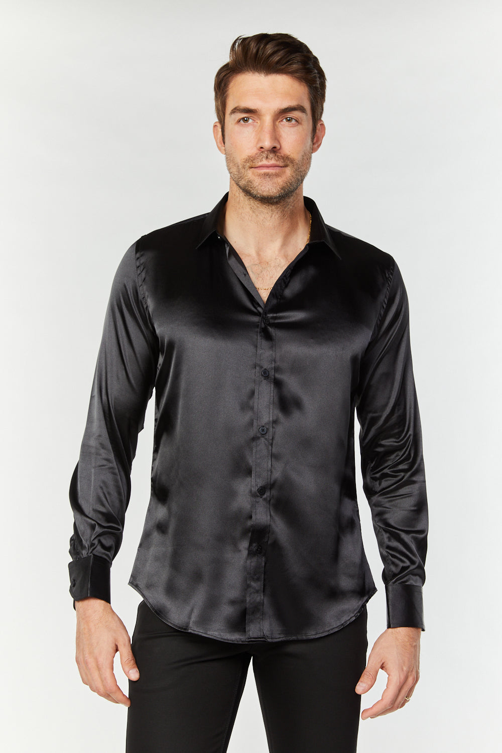 black silk dress shirt Satin Long Sleeve Colour: BOTTLE GREEN Birthday outfit inspo you Size:17.5