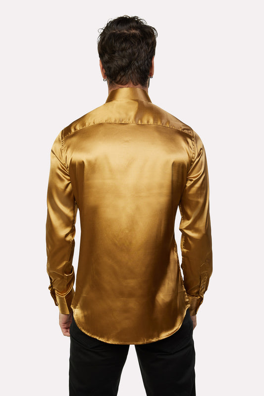 gold sinclair satin shirt men platini back