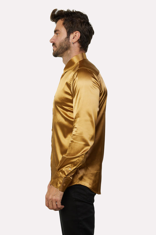 gold sinclair satin shirt men platini detail
