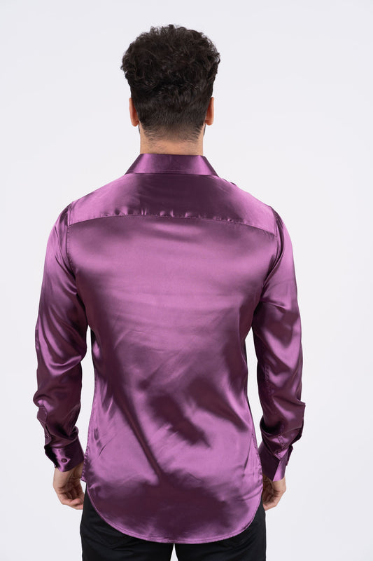 mauve sinclair satin shirt men platini back