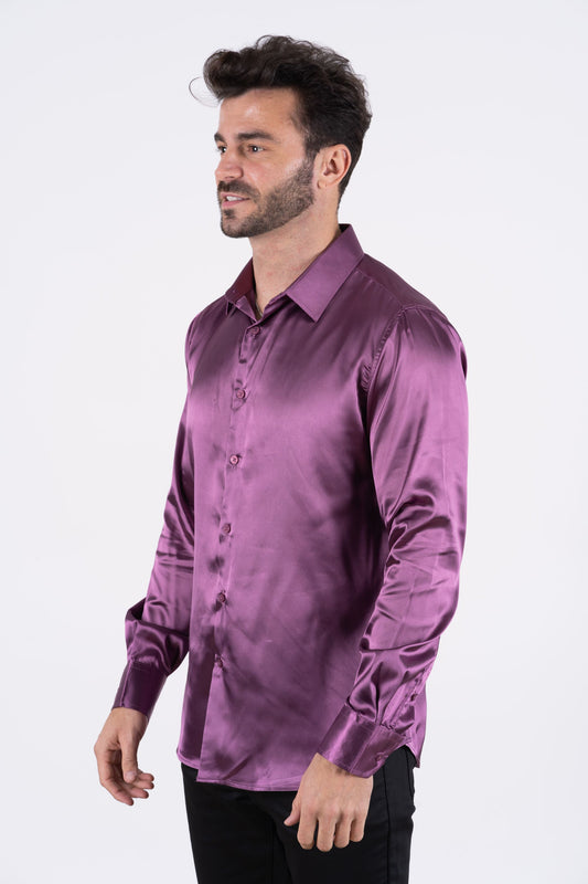 mauve sinclair satin shirt men platini detail-2