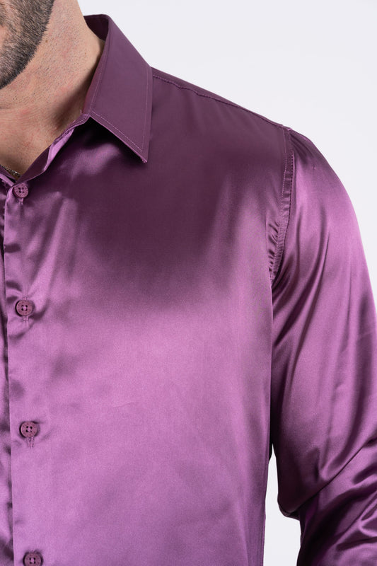 mauve sinclair satin shirt men platini detail