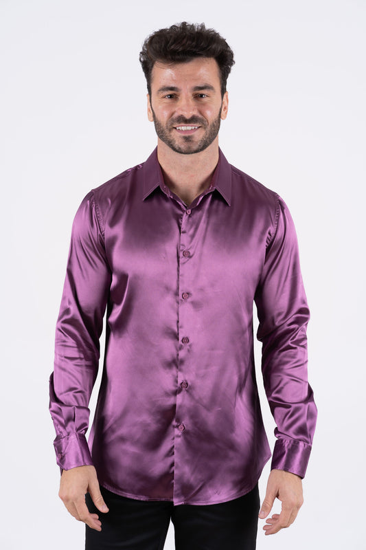 mauve sinclair satin shirt men platini front