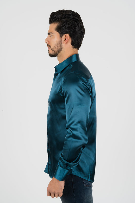 teal sinclair satin shirt men platini detail-2