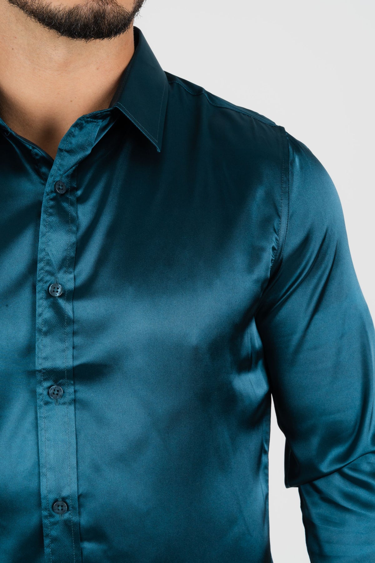 teal sinclair satin shirt men platini detail
